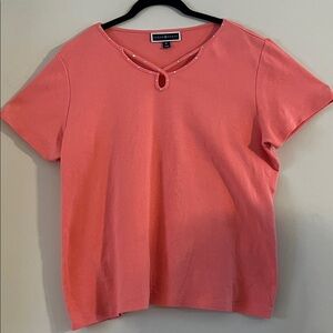 Karen Scott Peach Cutout Top with Silver Stud Accents Size XL